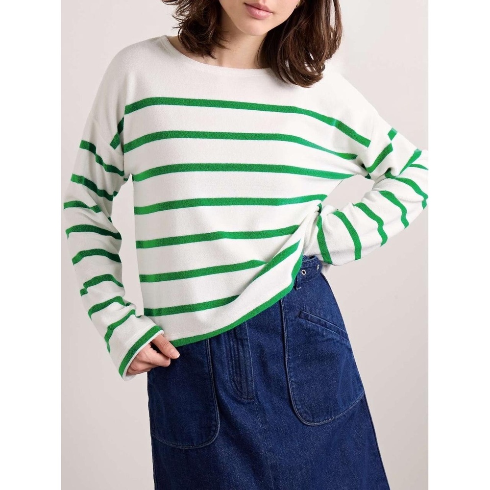 VINCE CAMUTO NWT Women’s Striped Long Sleeve Sweater in White|Green-Size Large